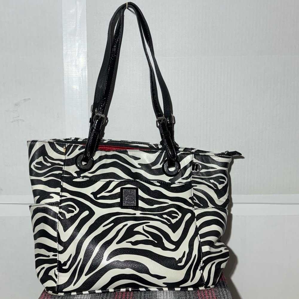 Grace Adele Large Zebra Striped 4 Piece Set Clutch, Wallet And Make Up Case